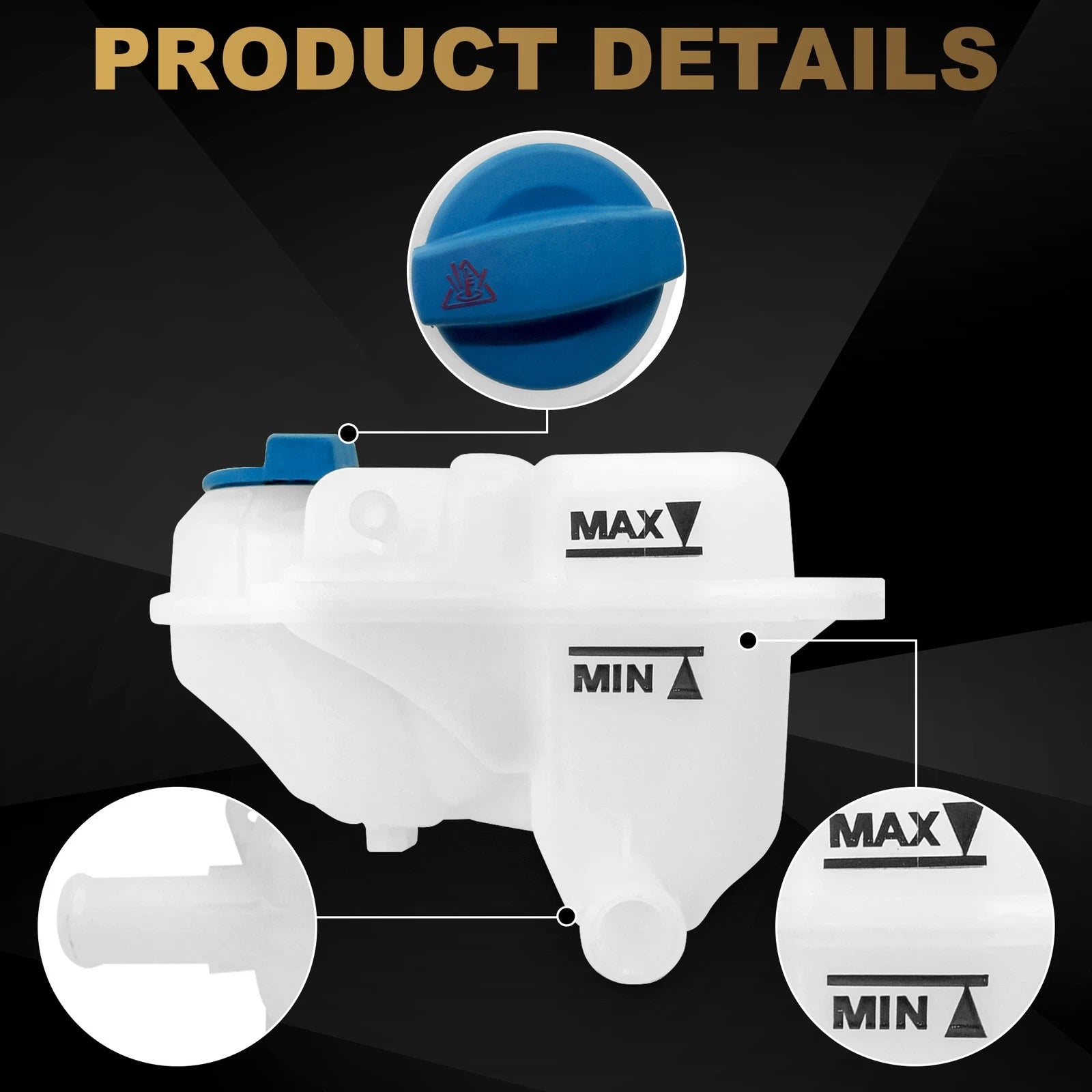 Coolant Tank Reservoir Overflow Bottle with Cap for Audi A4 (2002-2009)