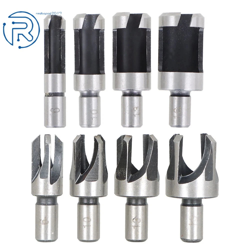 8-Pack Carbon Steel Drill Bit Wood Plug Hole Cutter Set