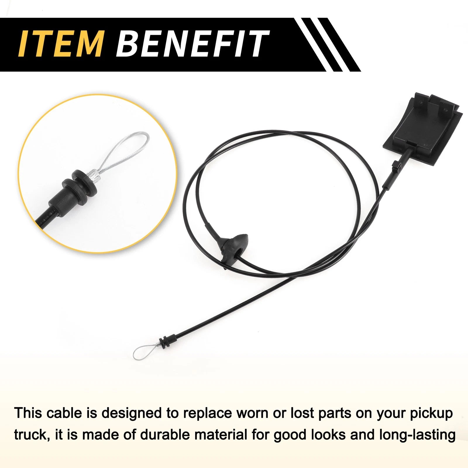 Hood Latch Release Cable for Ford F-150 F-250 F-350 Bronco (1987–1991) No.E7TZ16916A