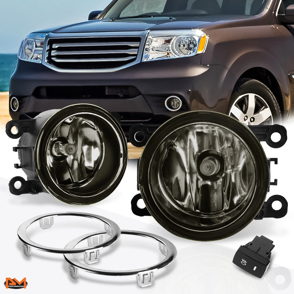 Smoked Lens Fog Lights with Switch for Honda Pilot (2012–2015)