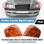 Pair Amber Front Corner Parking Signal Lights for Mercedes C-Class W202 (1994–2000)