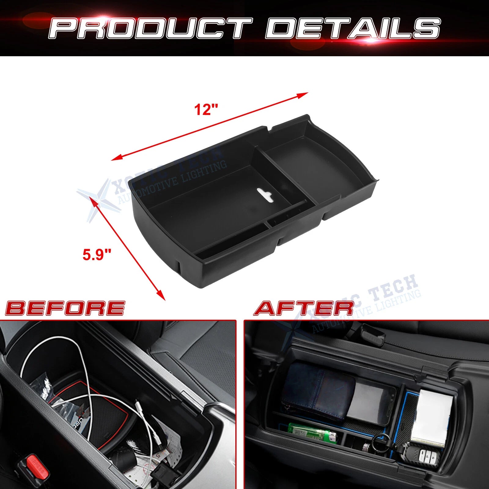 Center Console Organizer for Honda Accord (2018-2022) Armrest Storage