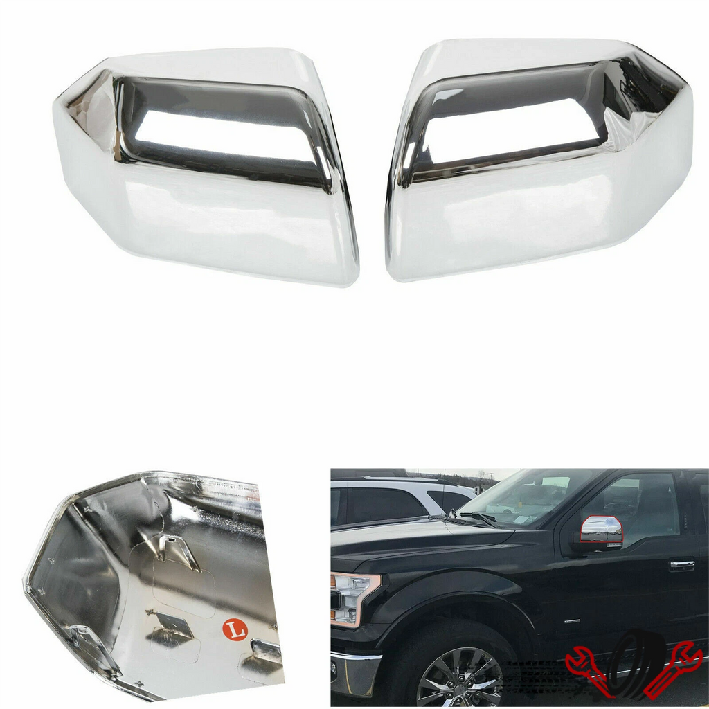 Set of 2 Chrome Side View Mirror Covers for Ford F-150 (2015–2020)