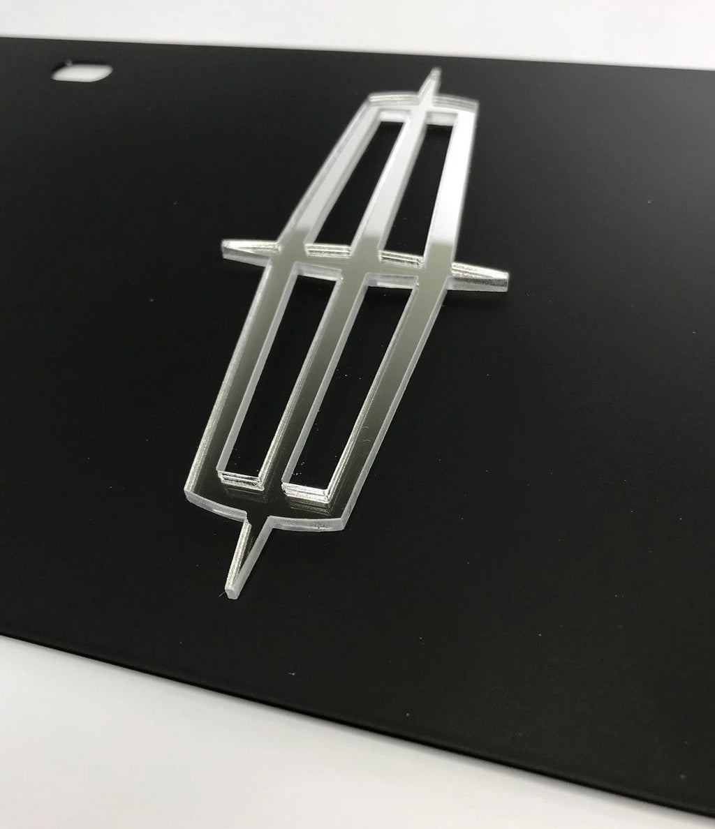 License Plate Emblem Mirrored Black Steel for Lincoln Town Car (1986–2011)