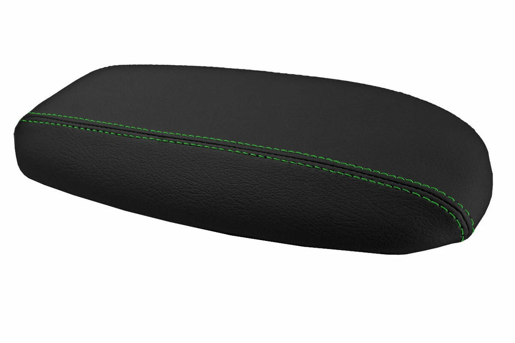 Leather Console Lid Armrest Cover for Ford Mustang (1994–2004) Green Stitch