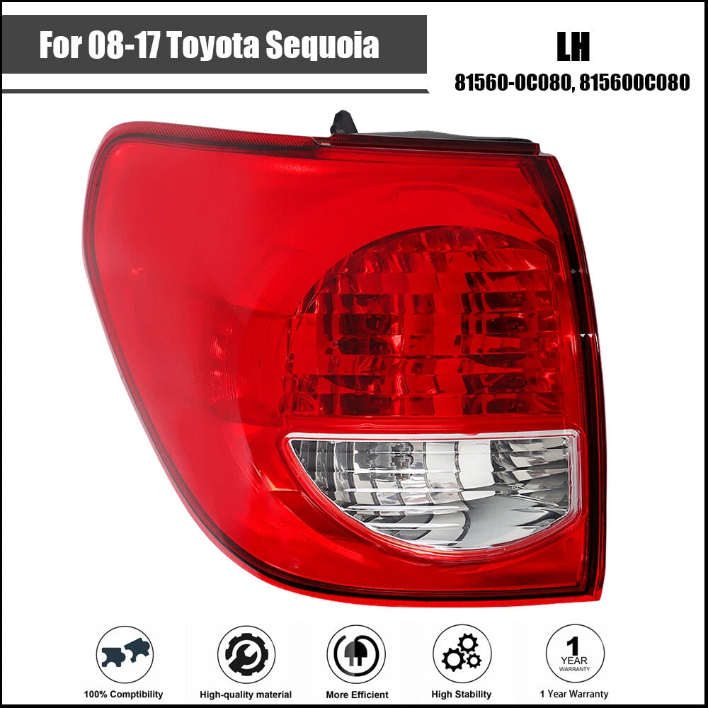 Tail Light Assembly for Toyota Sequoia (2008â2017) Left Driver Side Halogen