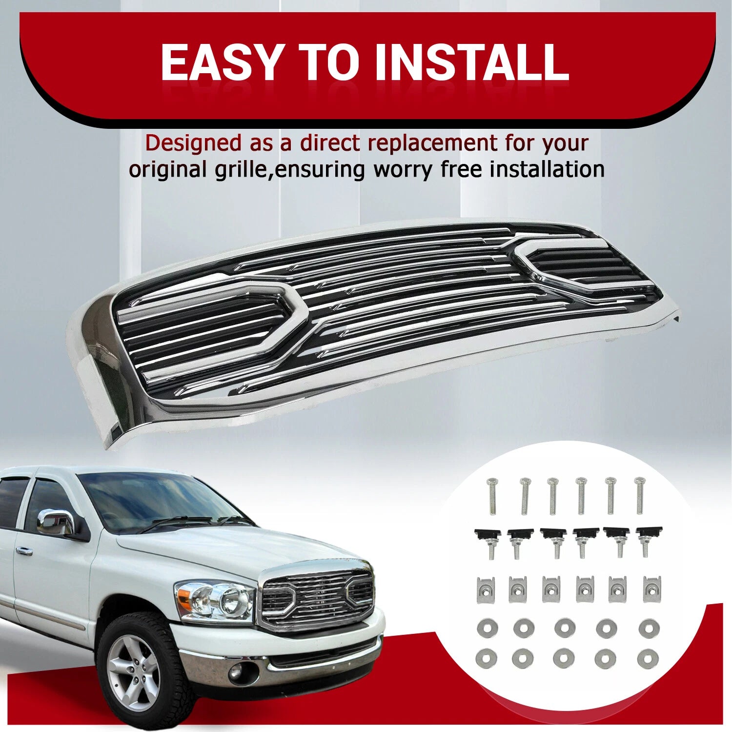 Chrome Grille Shell for Dodge RAM 2500 3500 1500 (2006-2009)