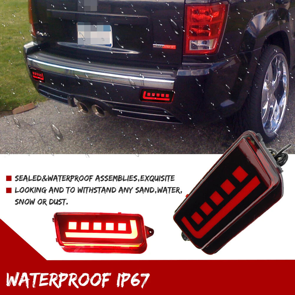 2X Red LED Tail Brake Signal Lights for Jeep Grand Cherokee (2005–2010)