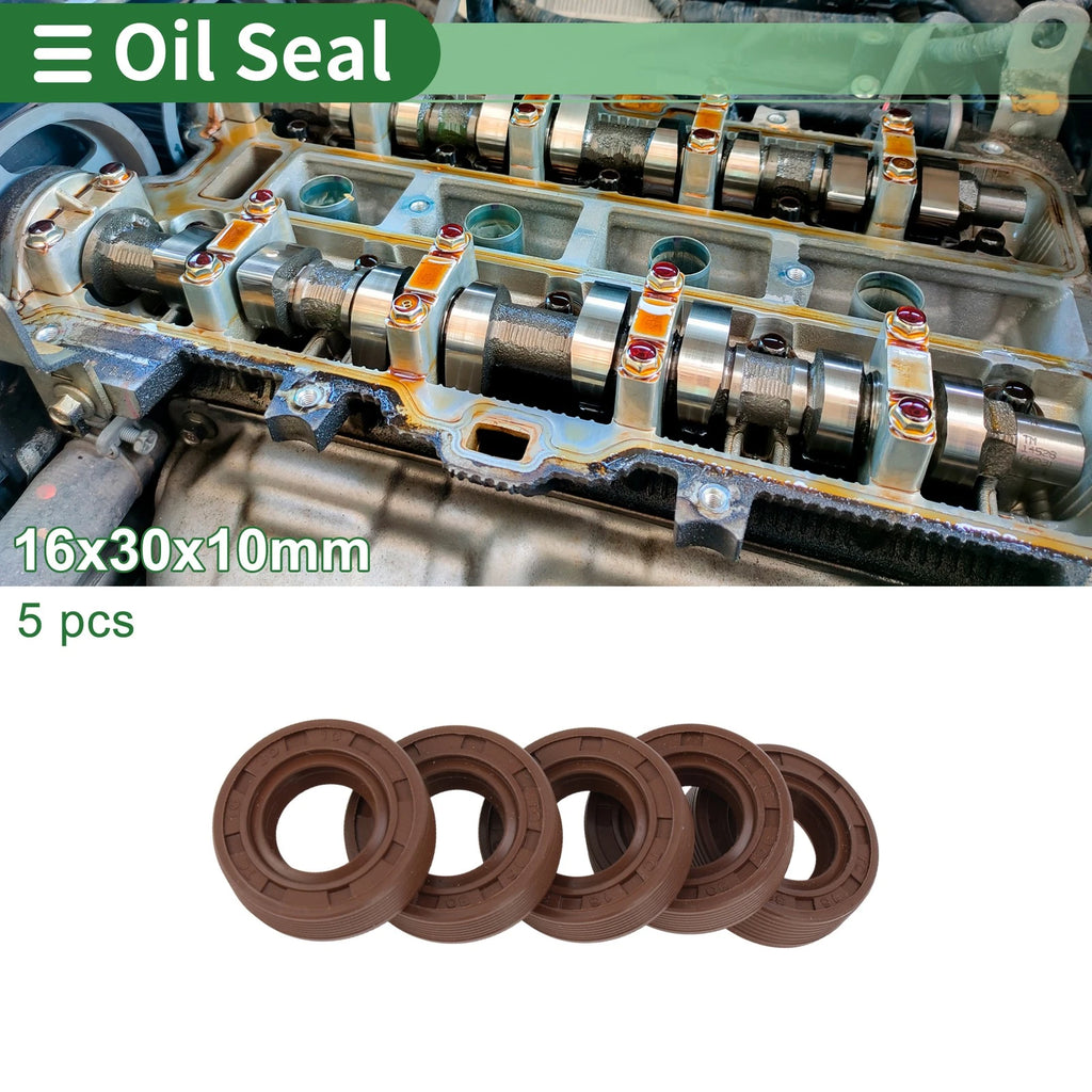 Set of 5 Oil Seals FKM Rubber 16x30x10mm for High Pressure