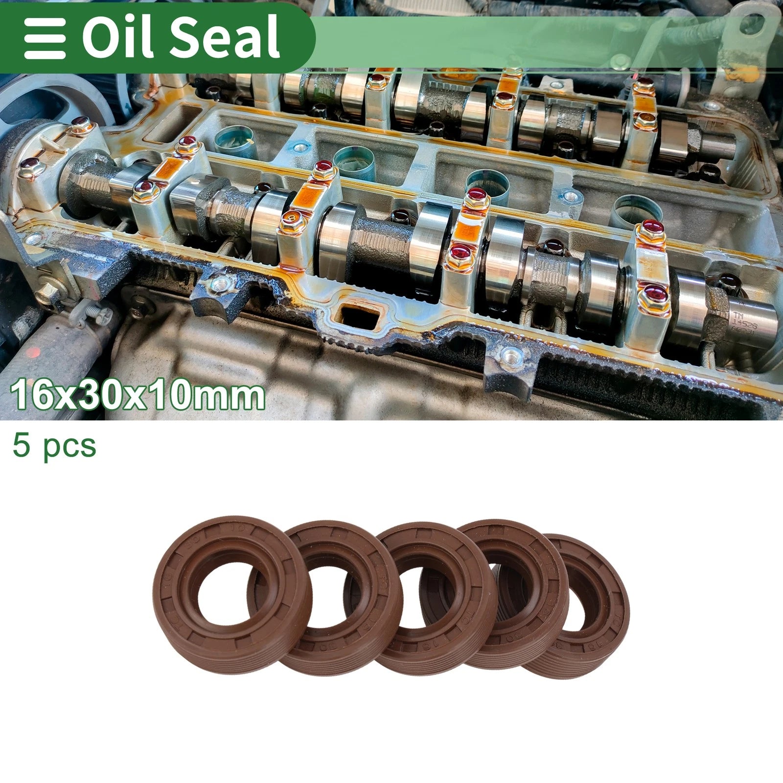 Set of 5 Oil Seals FKM Rubber 16x30x10mm for High Pressure