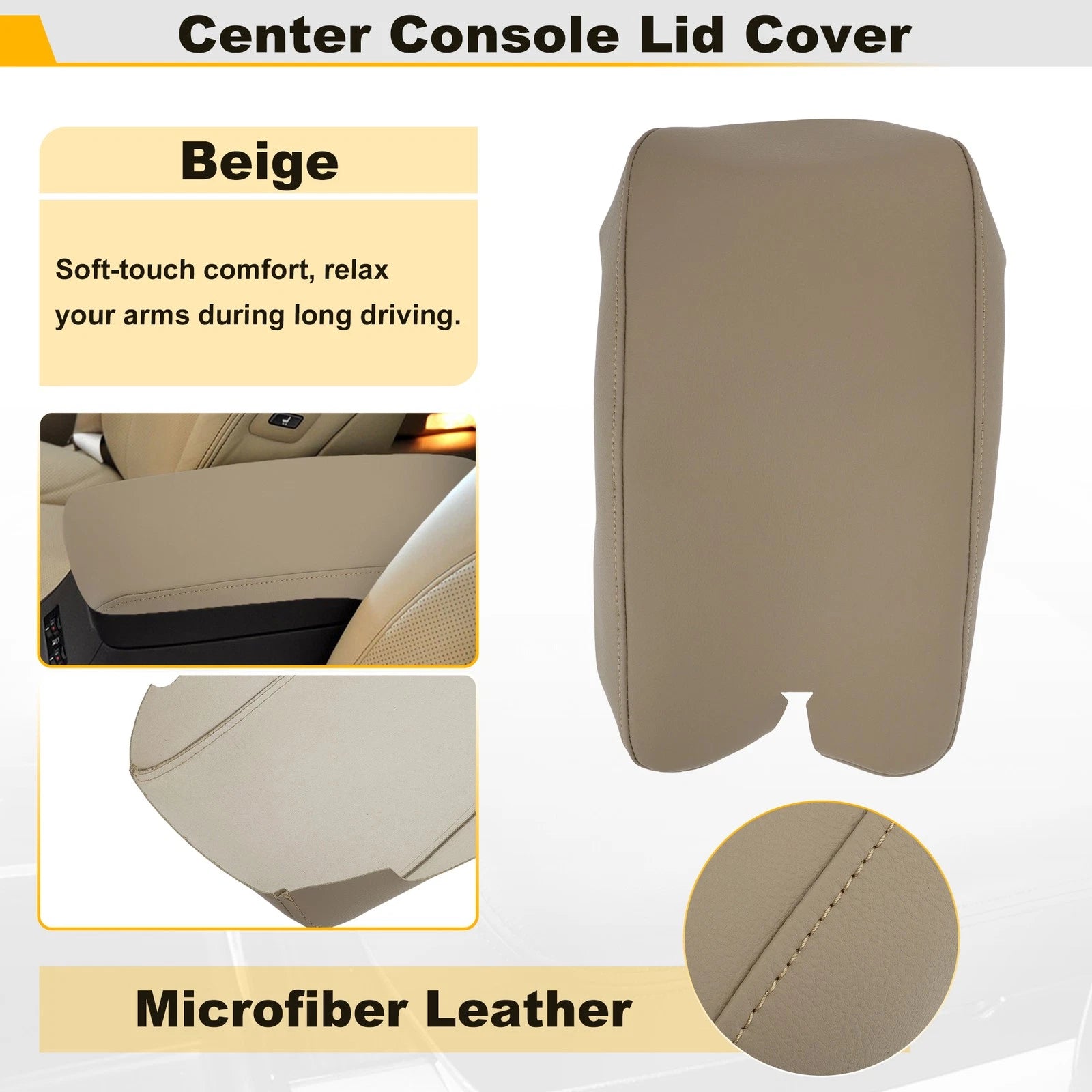 Leather Center Console Lid Armrest Cover for Lexus ES350 (2007–2009) Beige