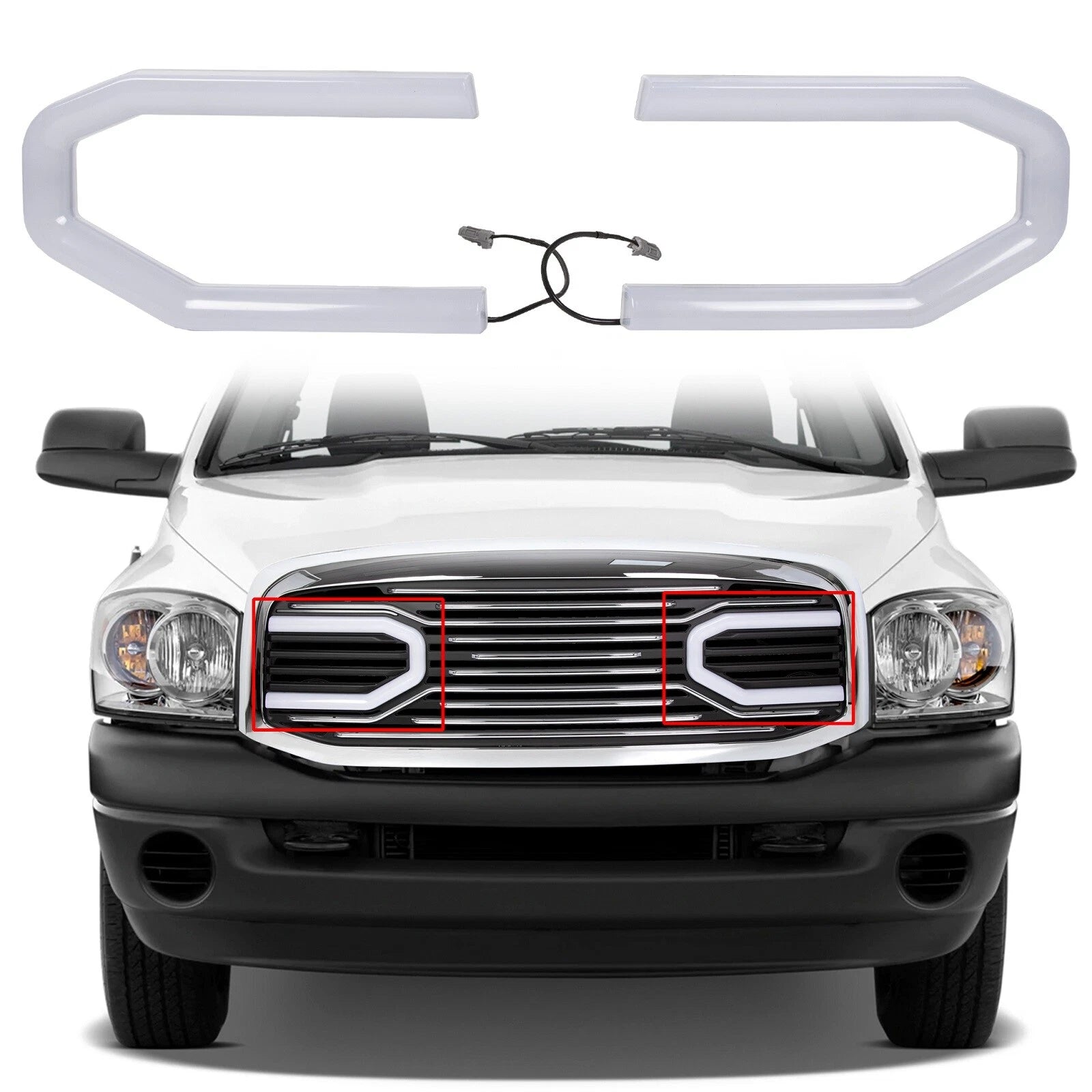 Pair LED Front Hood Grille Lights for Dodge RAM 2500/1500 (2006-2009)