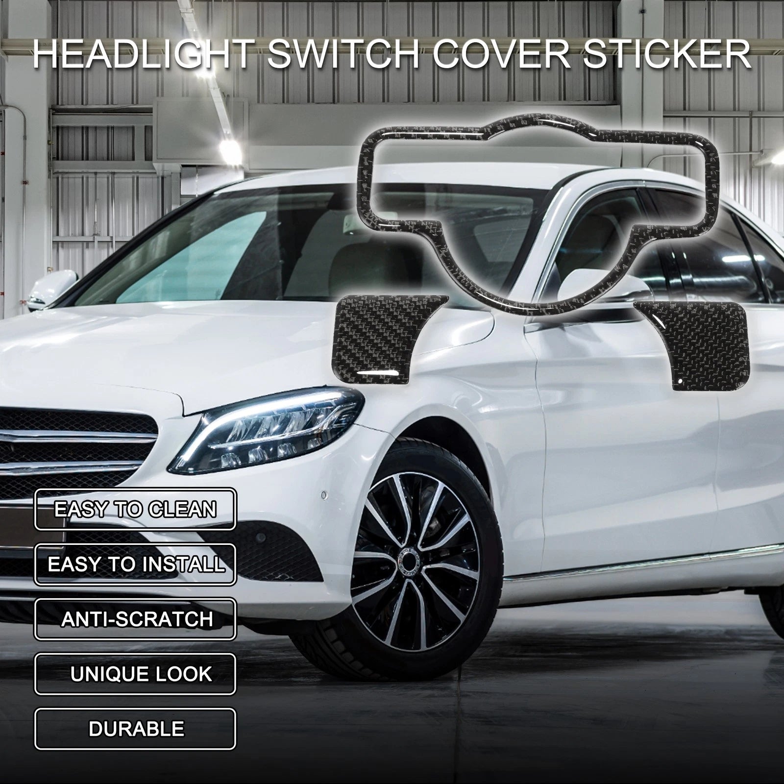 Headlight Switch Cover Stickers for Mercedes-Benz A B C E G Class CLA (Type-B)