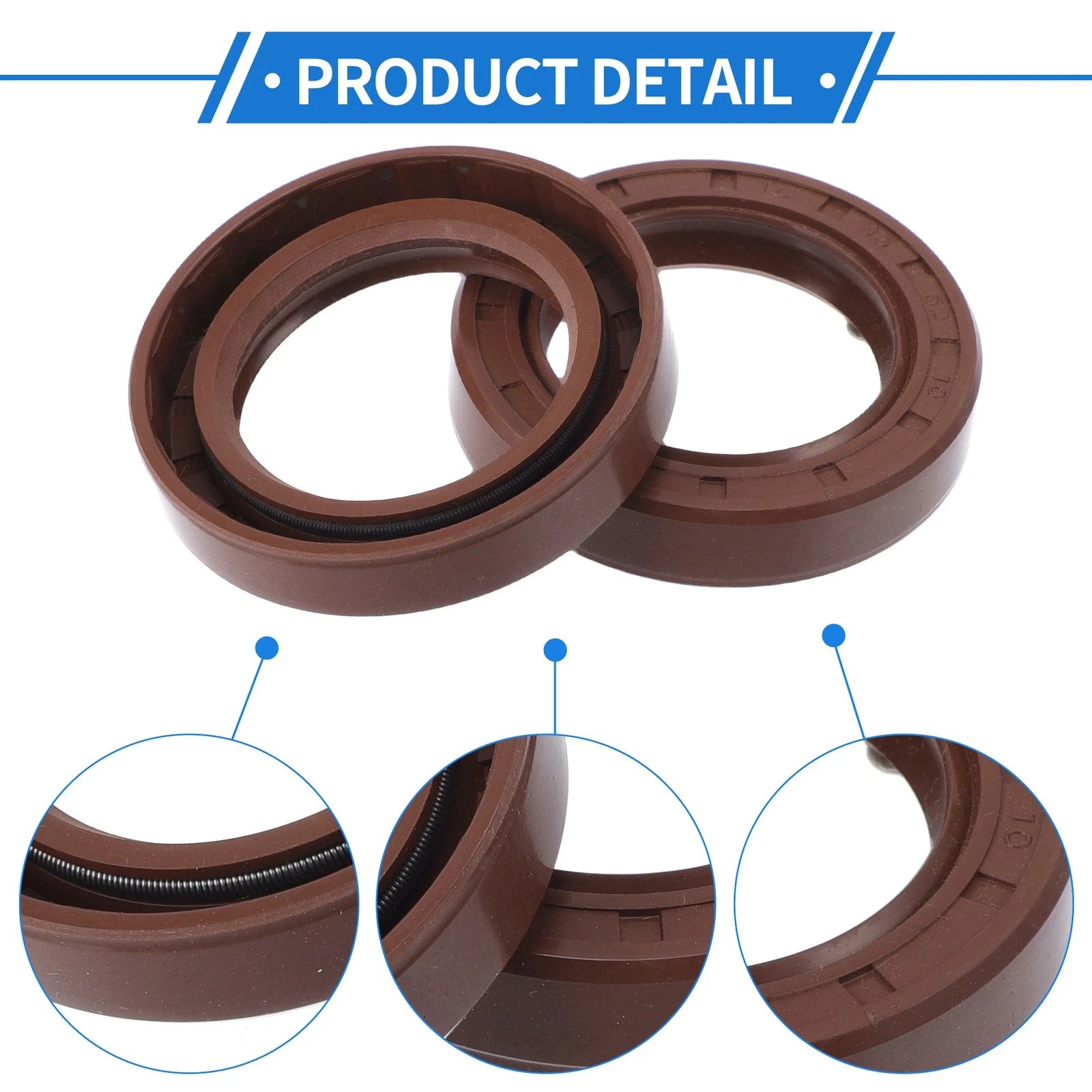 2X Oil Seal Rotary Shaft Seal FKM Rubber 35x52x10mm for Various Models