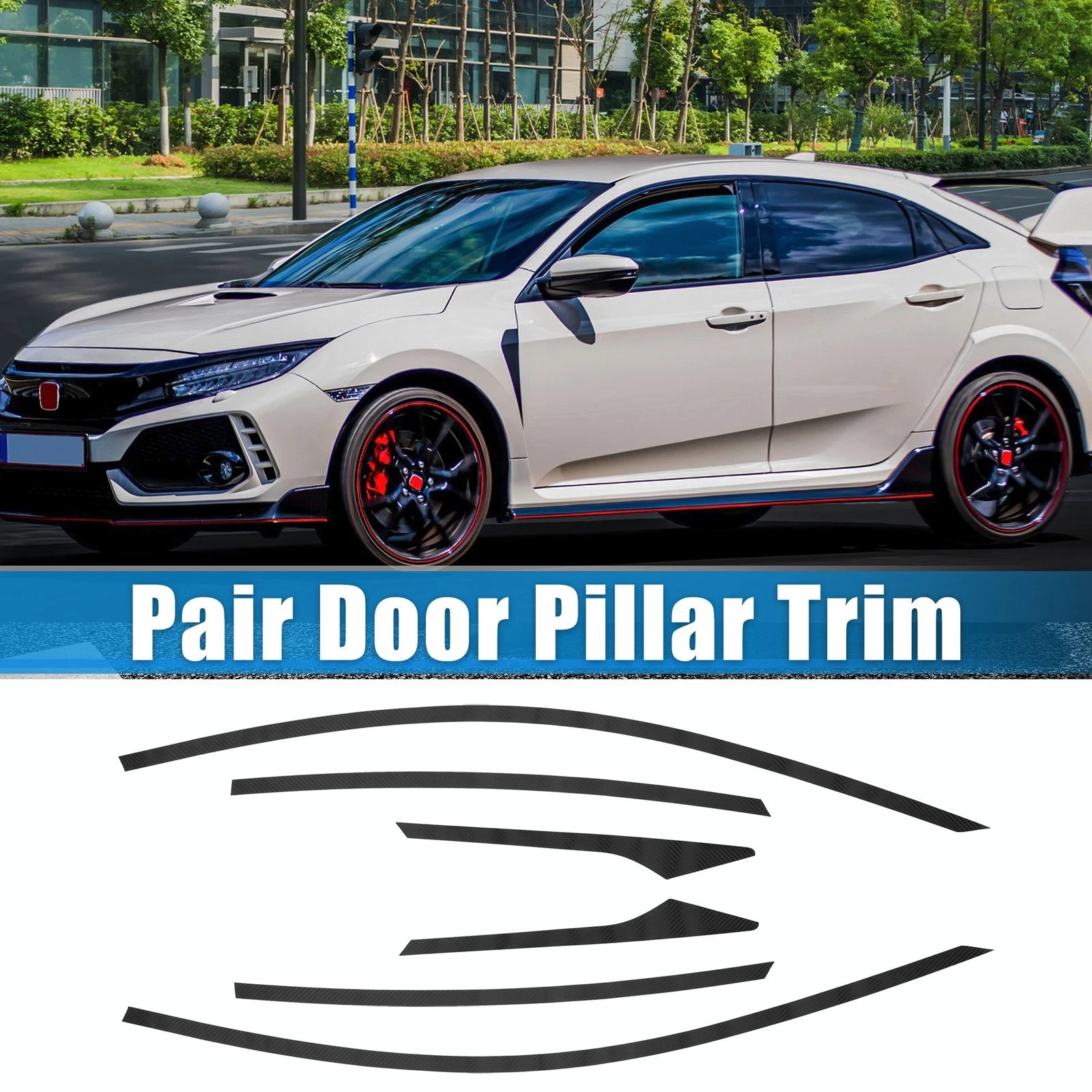 6 Pcs Windshield B Pillar Trim for Honda Civic (2016–2021) Carbon Fiber