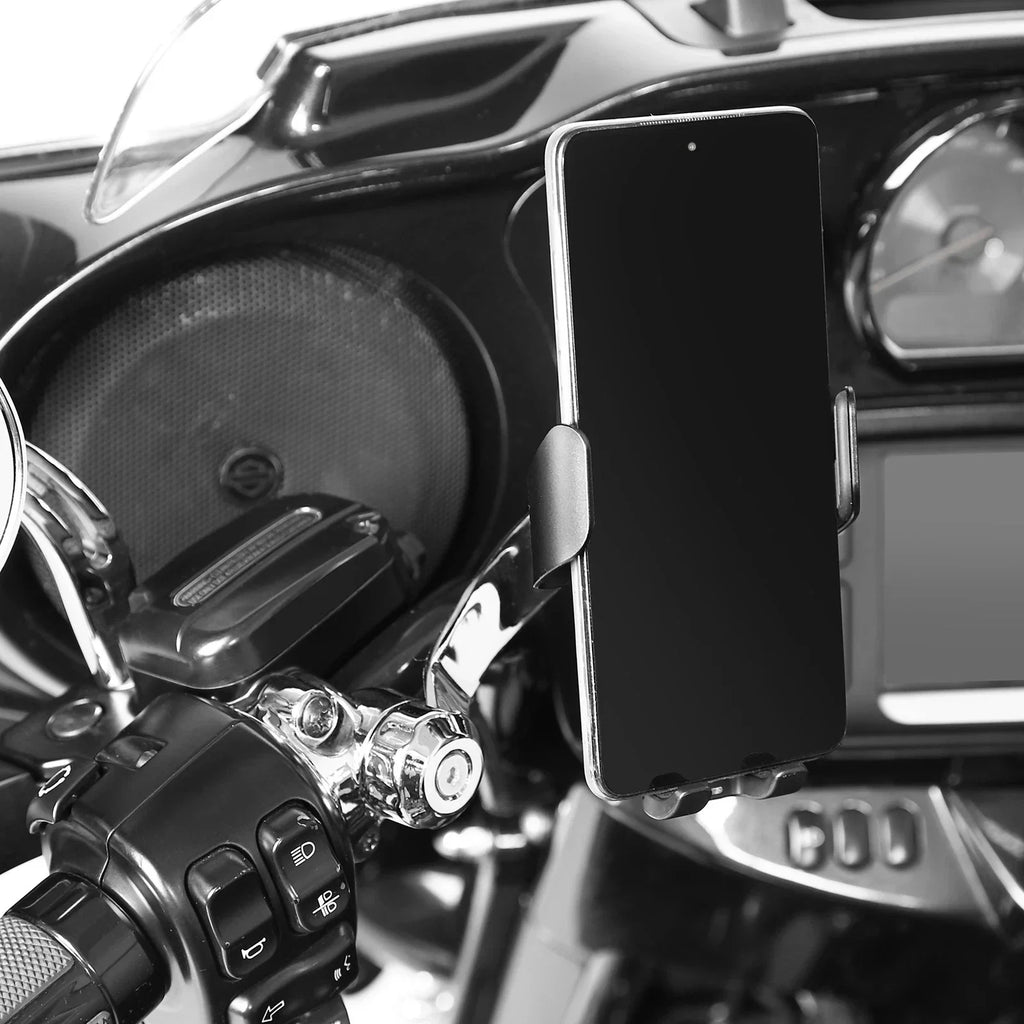 1'' Handlebar Phone Holder Automatic Clamping Charger for Harley Touring Dyna
