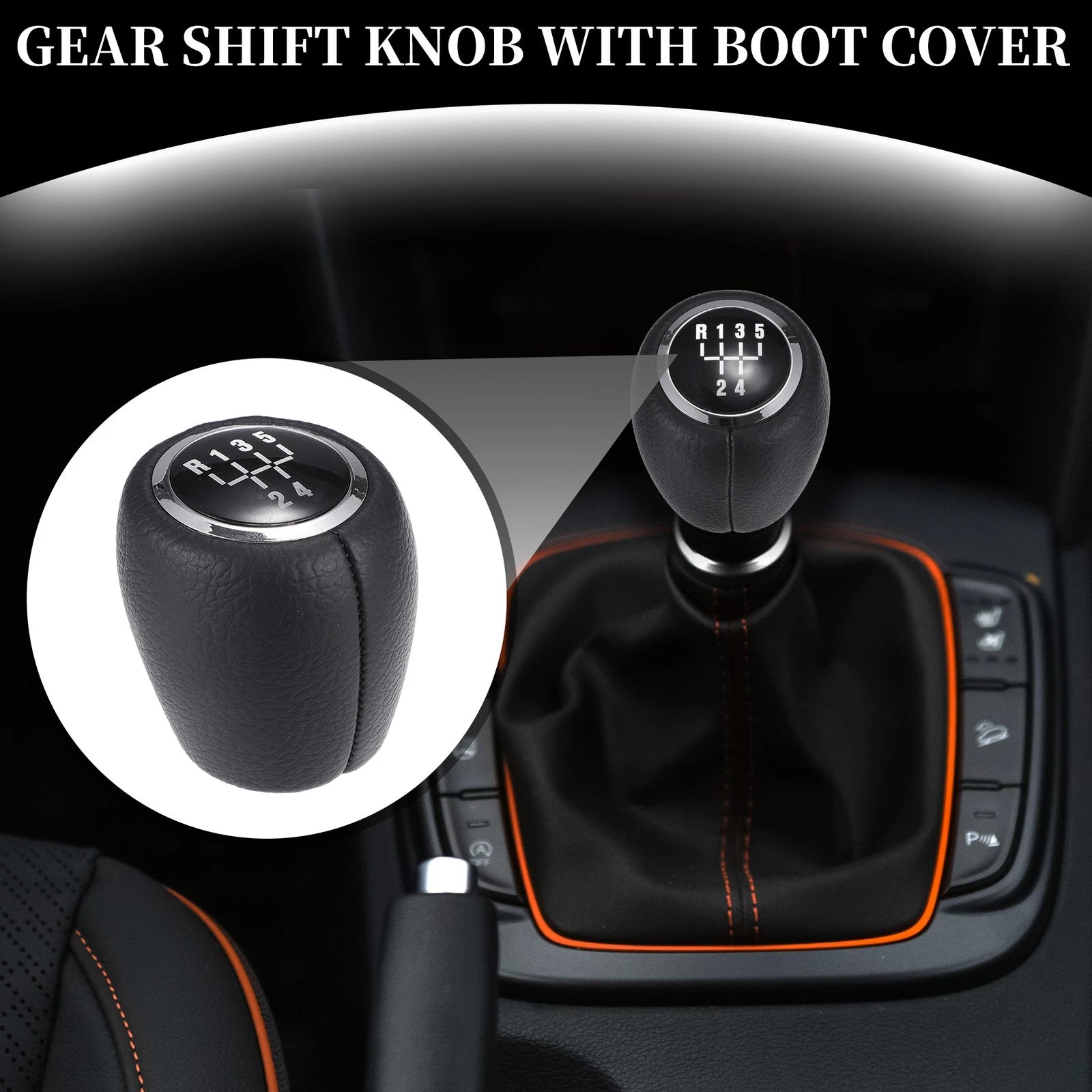 5 Speed Manual Gear Shifter Knob for Chevrolet Cruze (2008–2012) Black Leather