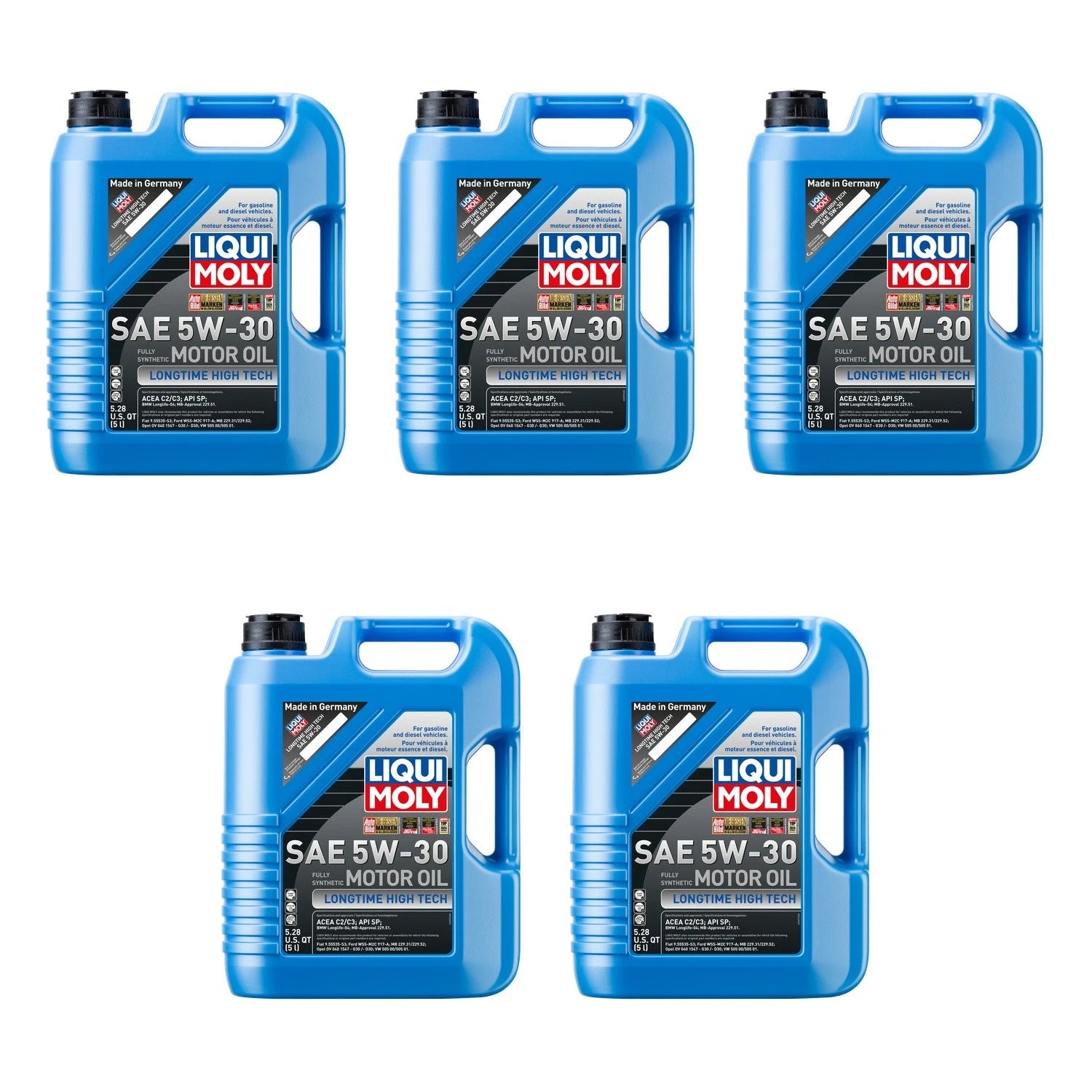 Set of 5 Liqui Moly Longtime High Tech 5W-30 Engine Motor Oil (25L)
