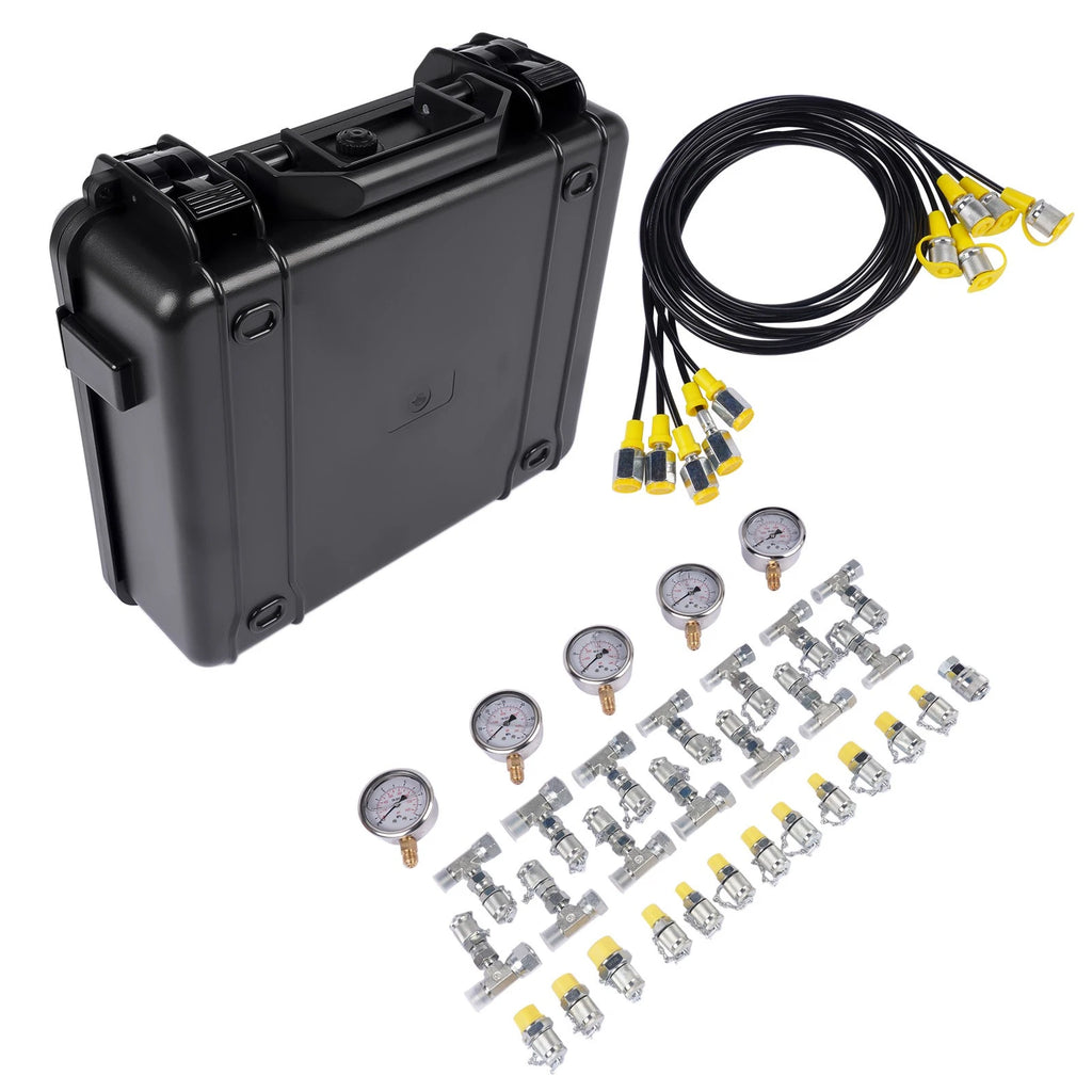 Hydraulic Pressure Test Kit for Universal Applications (5 Gauges, 5 Hoses)