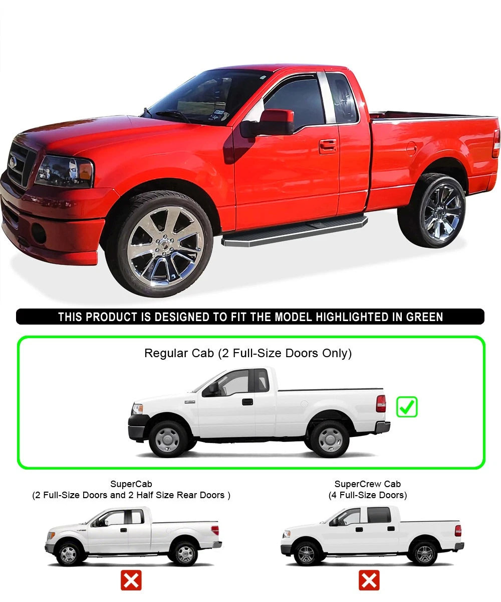 6" Polished Side Step Bars for Ford F150 Regular Cab (2004-2008)