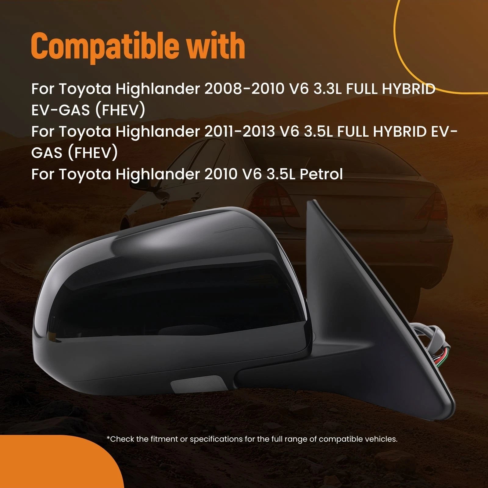 Passenger Side Mirror for Toyota Highlander (2010–2013) 8791048363 Manual Fold