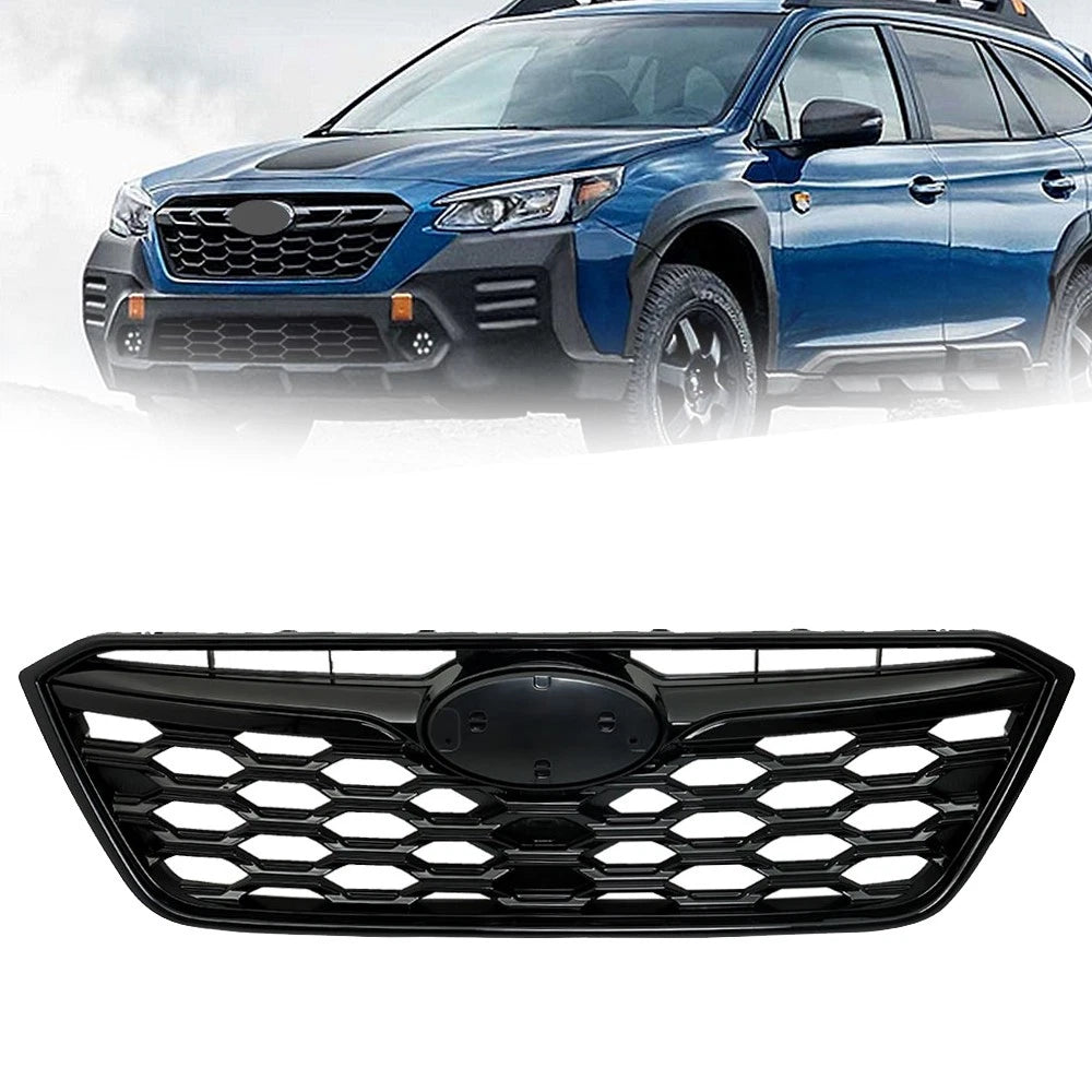 Front Bumper Grille for Subaru Outback (2020–2022) Glossy Black Plastic