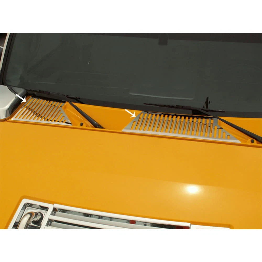 Wiper Cowl Covers Polished Stainless Steel 2pc for Hummer H2 (2003–2009)