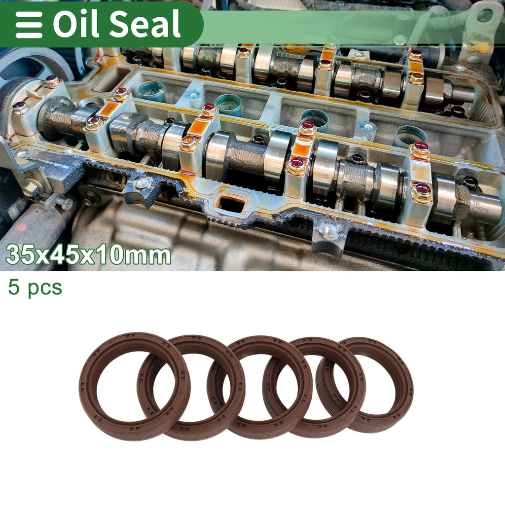 Set of 5 Oil Seals FKM Rubber 35x45x10mm for High Pressure