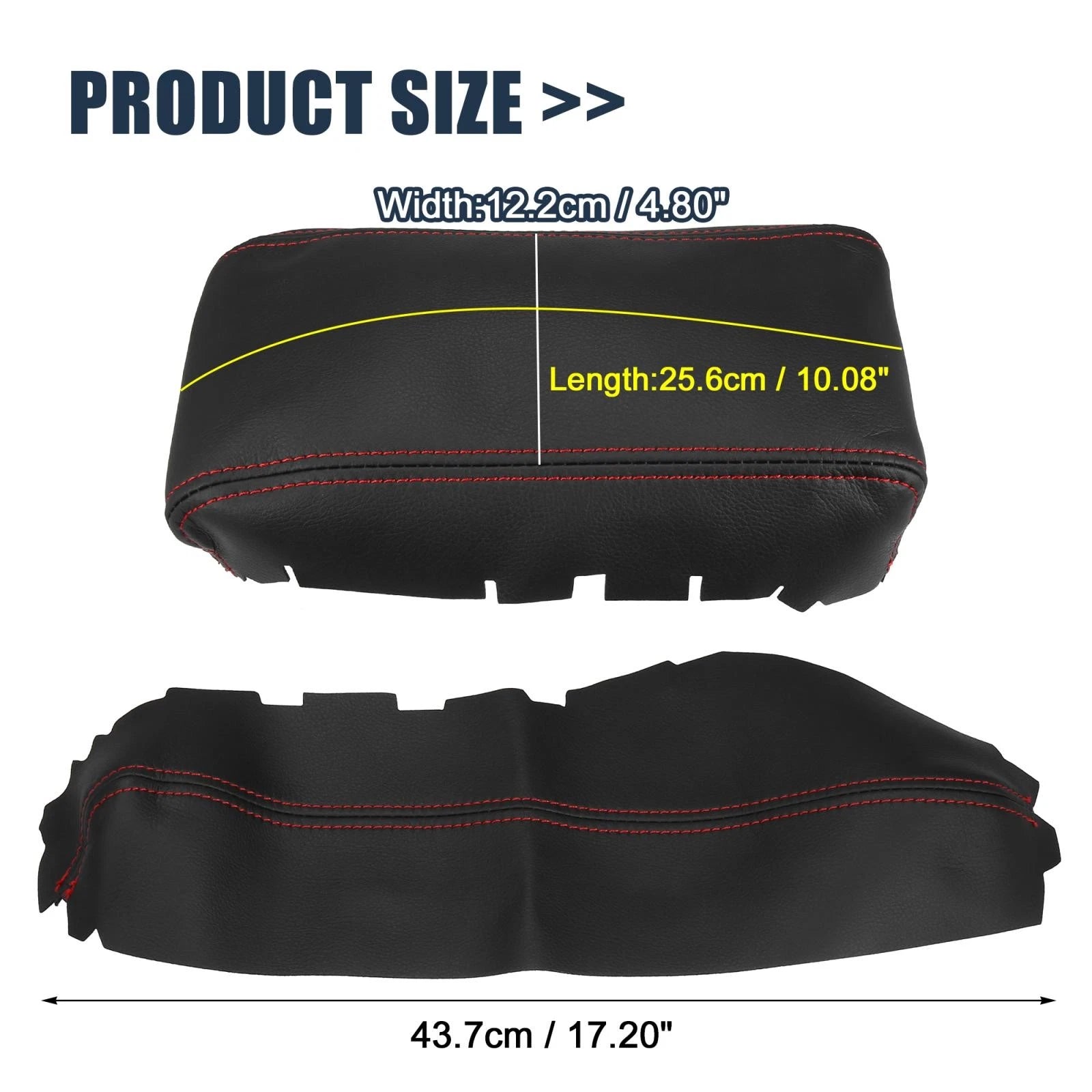 Set of 3 Armrest Covers for Honda Civic (2016–2020) Black Red Line