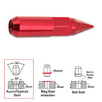 Set of 20 M12X1.5 Red JDM Hex Spiked Cap Wheel Lug Nuts + 20mm Extension
