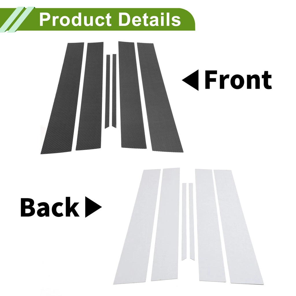6 Pcs Pillar Window Trim for Chevy Equinox (2010–2017) Carbon Fiber Black