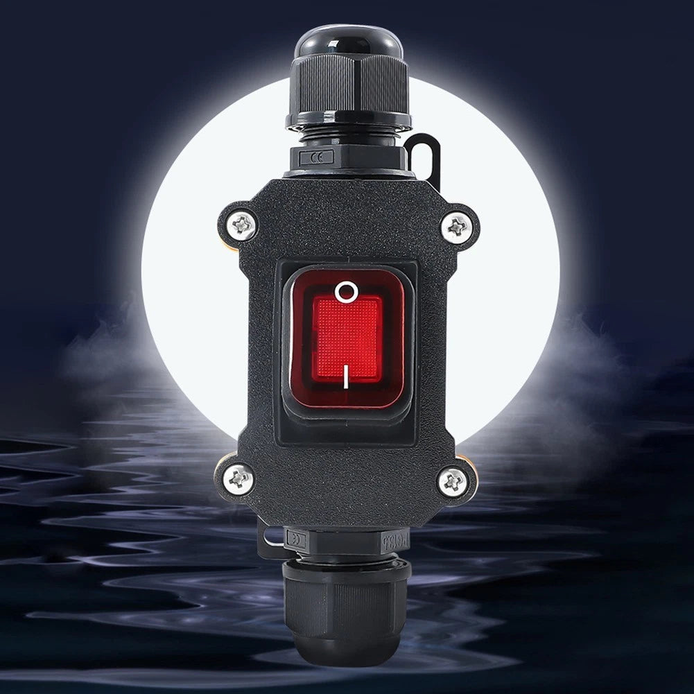 12V 20A Waterproof Rocker Switch IP65 with Red Light for Outdoor Use