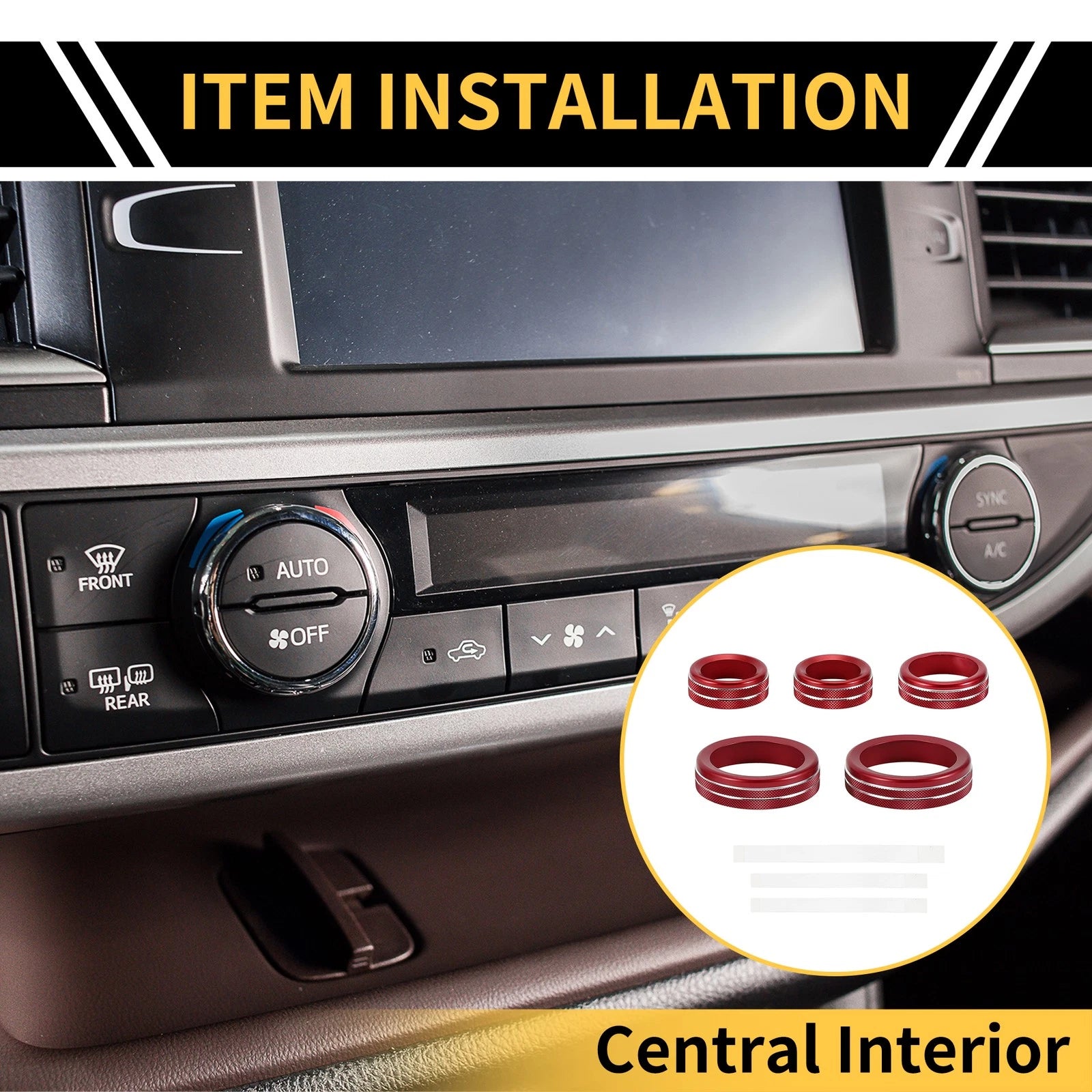Air Conditioner Volume Switch Knob Cover Ring for Ford Maverick (2022–2024) Red