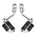 Long Angled Highway Foot Pegs for 1.25" Engine Guard Bar (Fitment Specific)