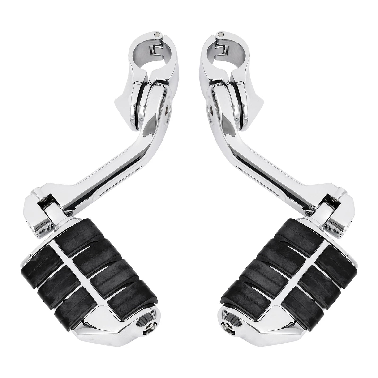 Long Angled Highway Foot Pegs for 1.25" Engine Guard Bar (Fitment Specific)