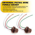 2X 7443 Pigtail Wire Female Socket for Universal Rear Turn Signal Lamp