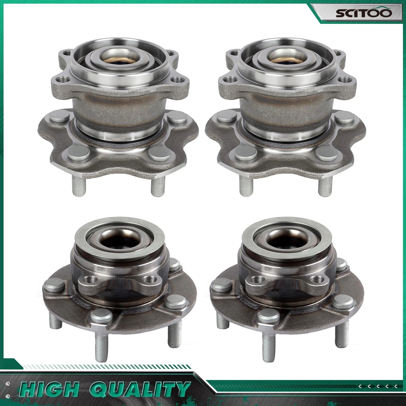 Set of 4 Front Rear Wheel Bearing Hub for Nissan Rogue (2008–2013) AWD