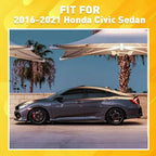 Set of 6 Glossy Black Chrome Delete Window Trims for Honda Civic Sedan (2016–2021)