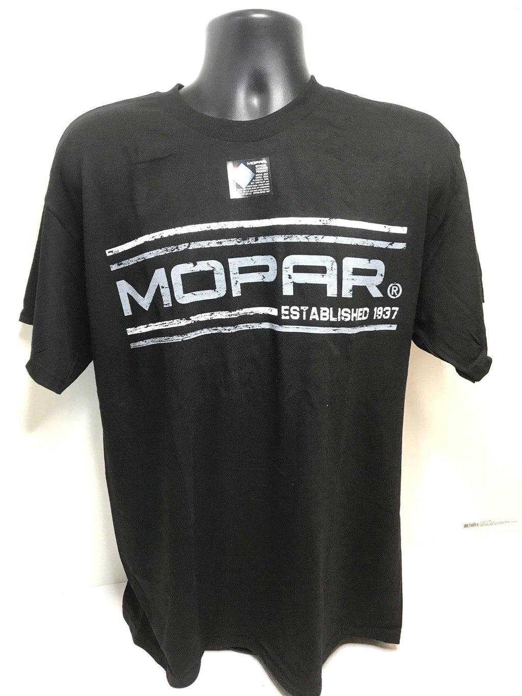 Licensed Mopar T-Shirt with White Established 1937 Emblem for Dodge Jeep RAM