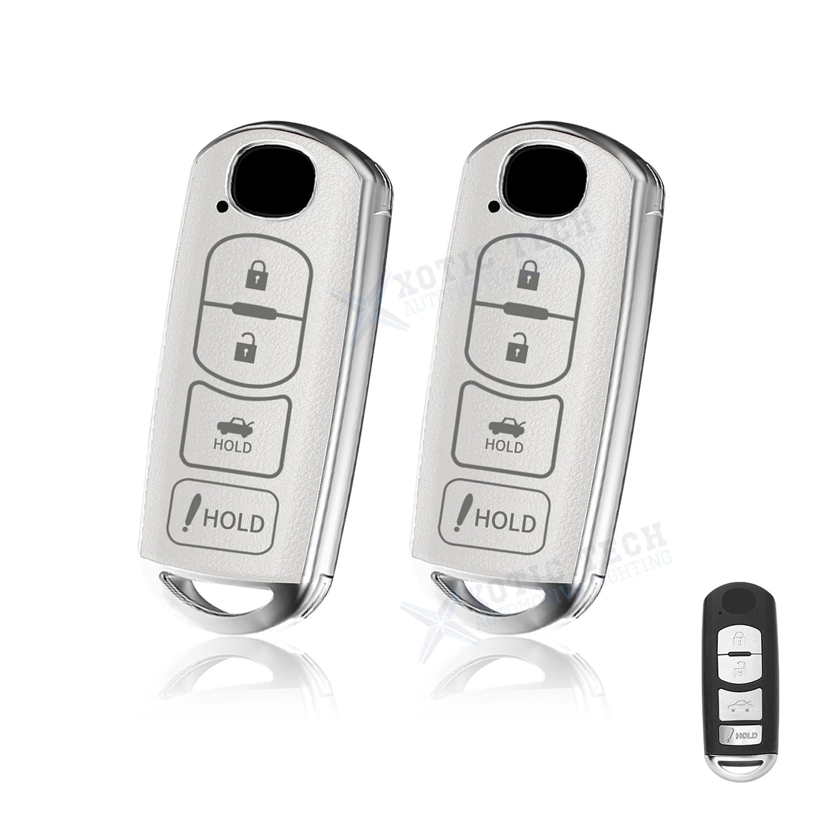 2Pcs White Soft TPU Leather Shockproof Smart Key Fob Cover for Mazda 3 6 (2014–2020)