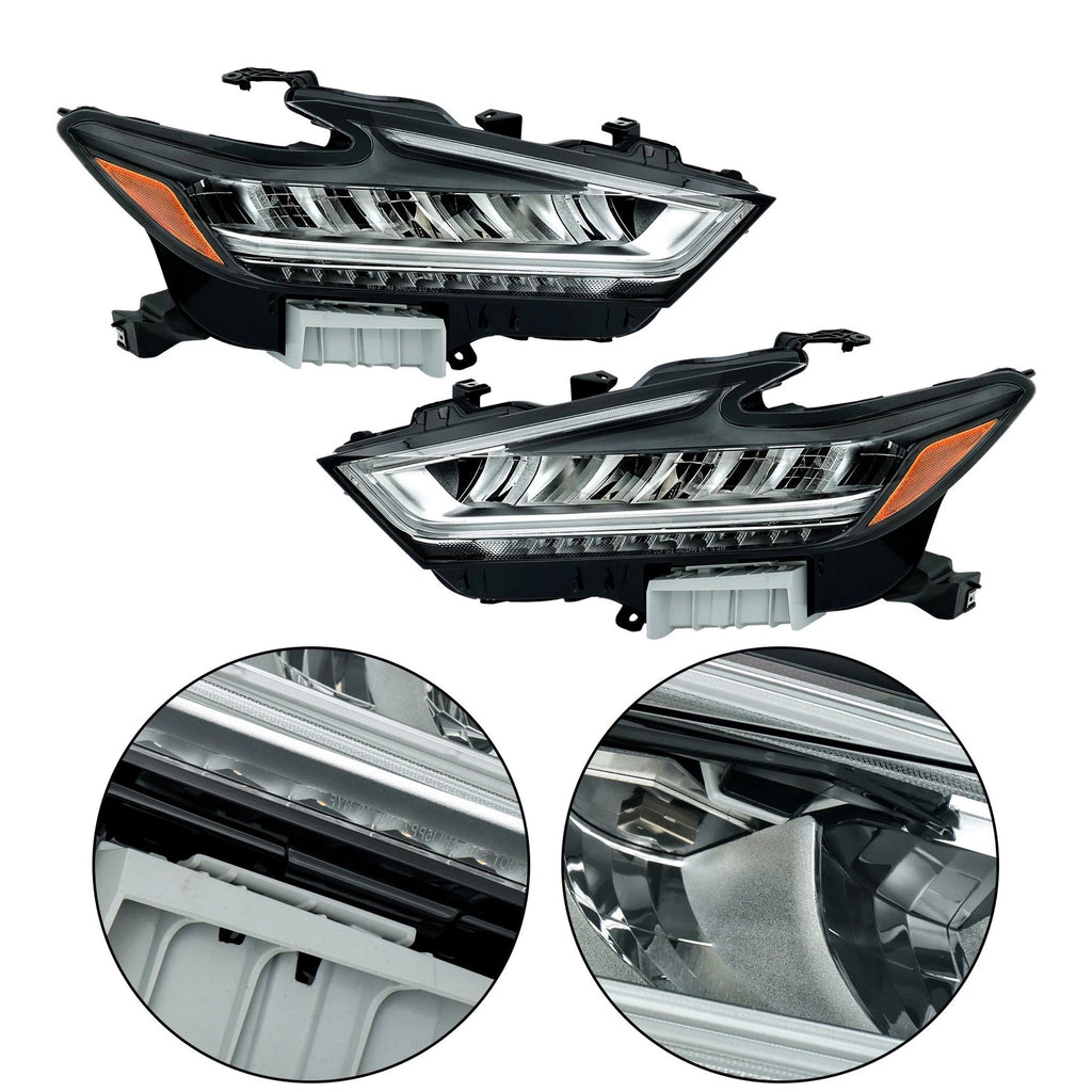 Set of 2 LED Headlights for Nissan Maxima (2019–2021) Chrome Housing