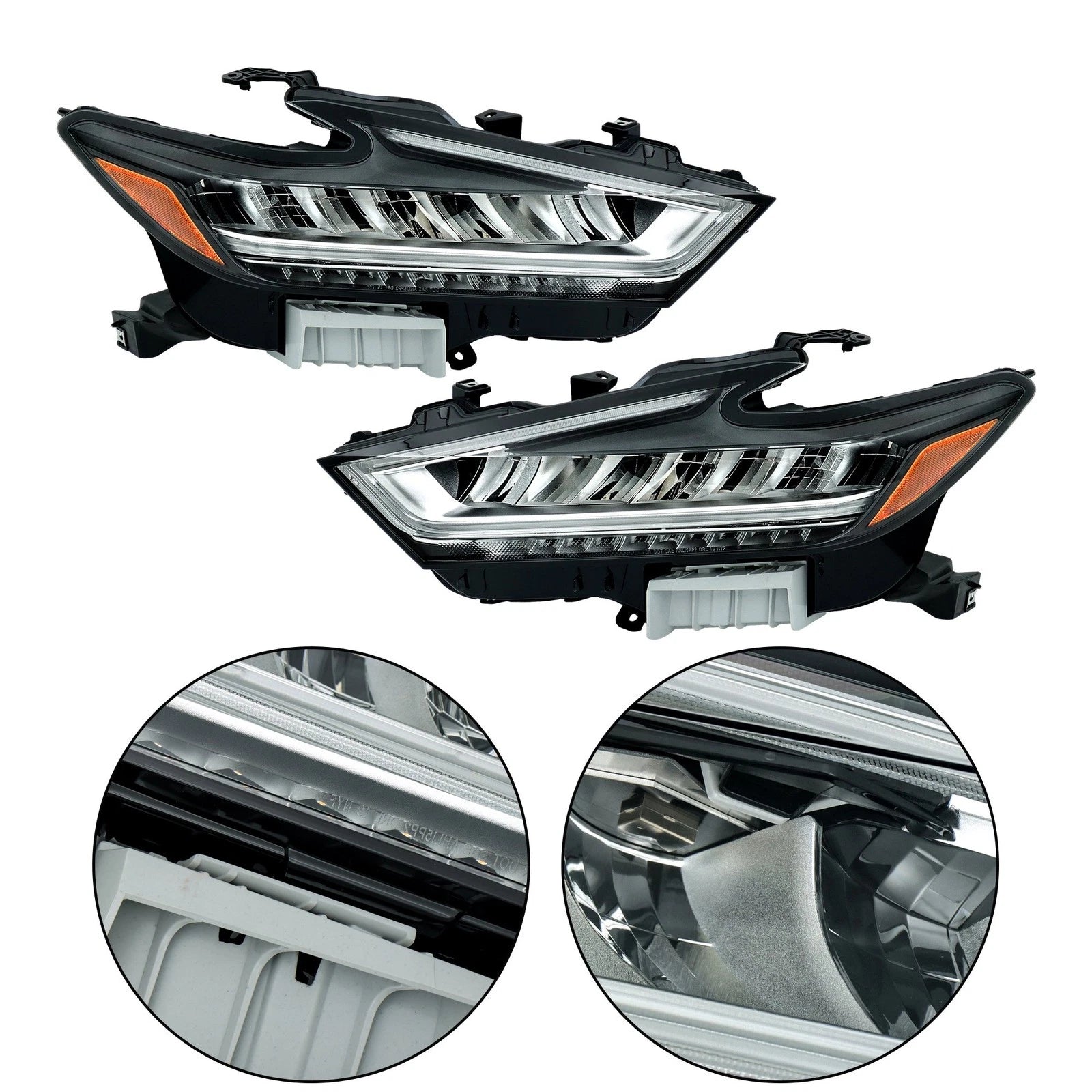 Set of 2 LED Headlights for Nissan Maxima (2019–2021) Chrome Housing
