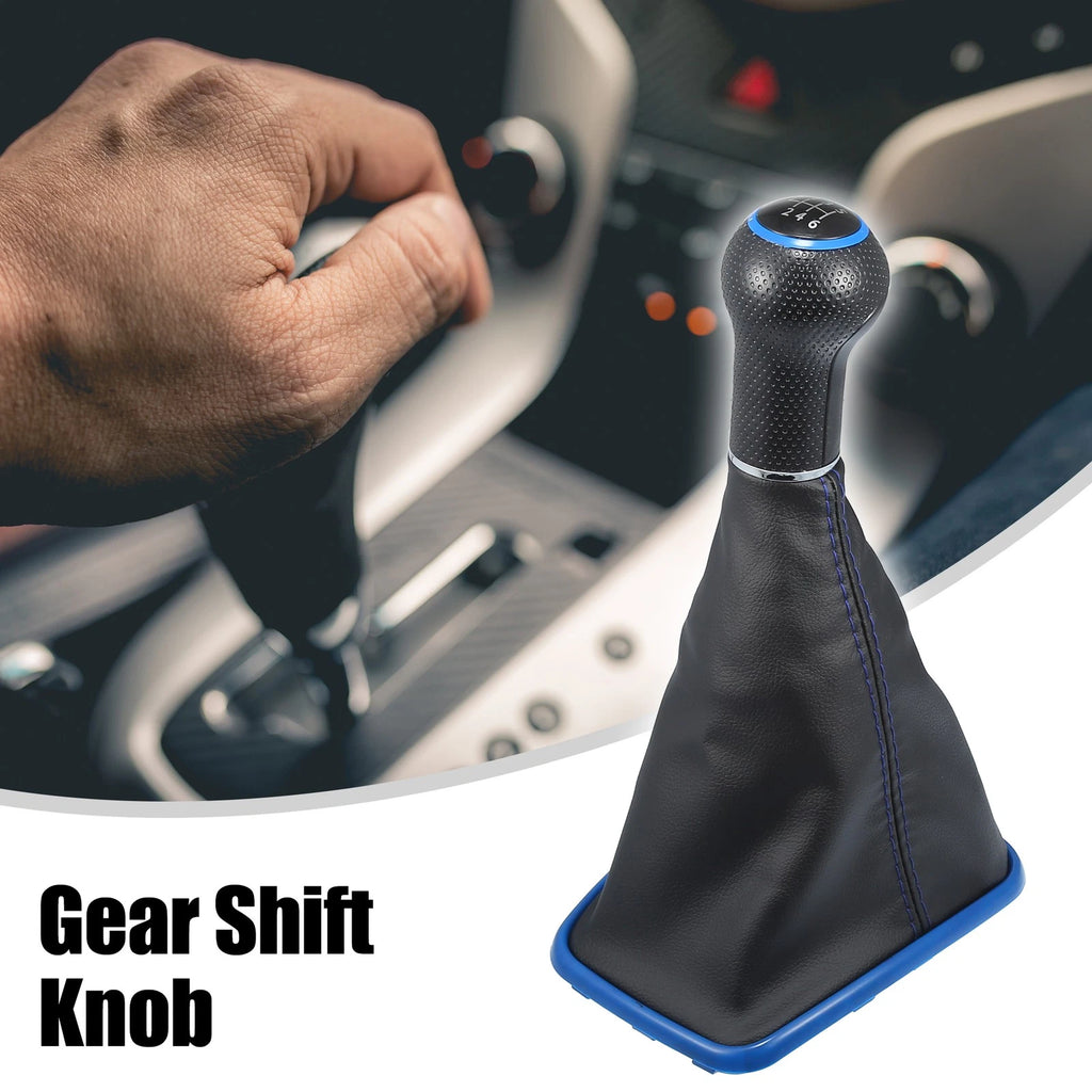 6 Speed Gear Shift Knob Boot with Blue Base for Volkswagen Golf (1997–2006)