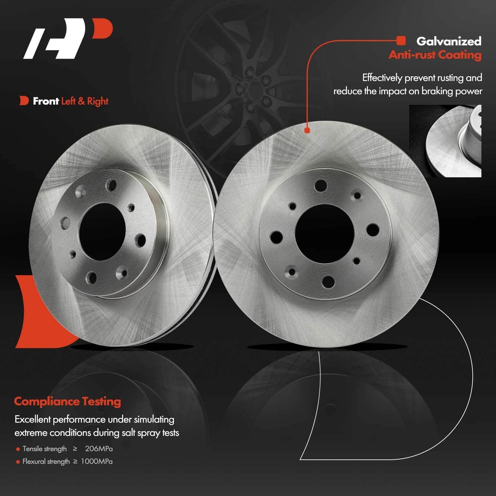 2Pcs Front Disc Brake Rotor for Honda Civic (1990-2000)