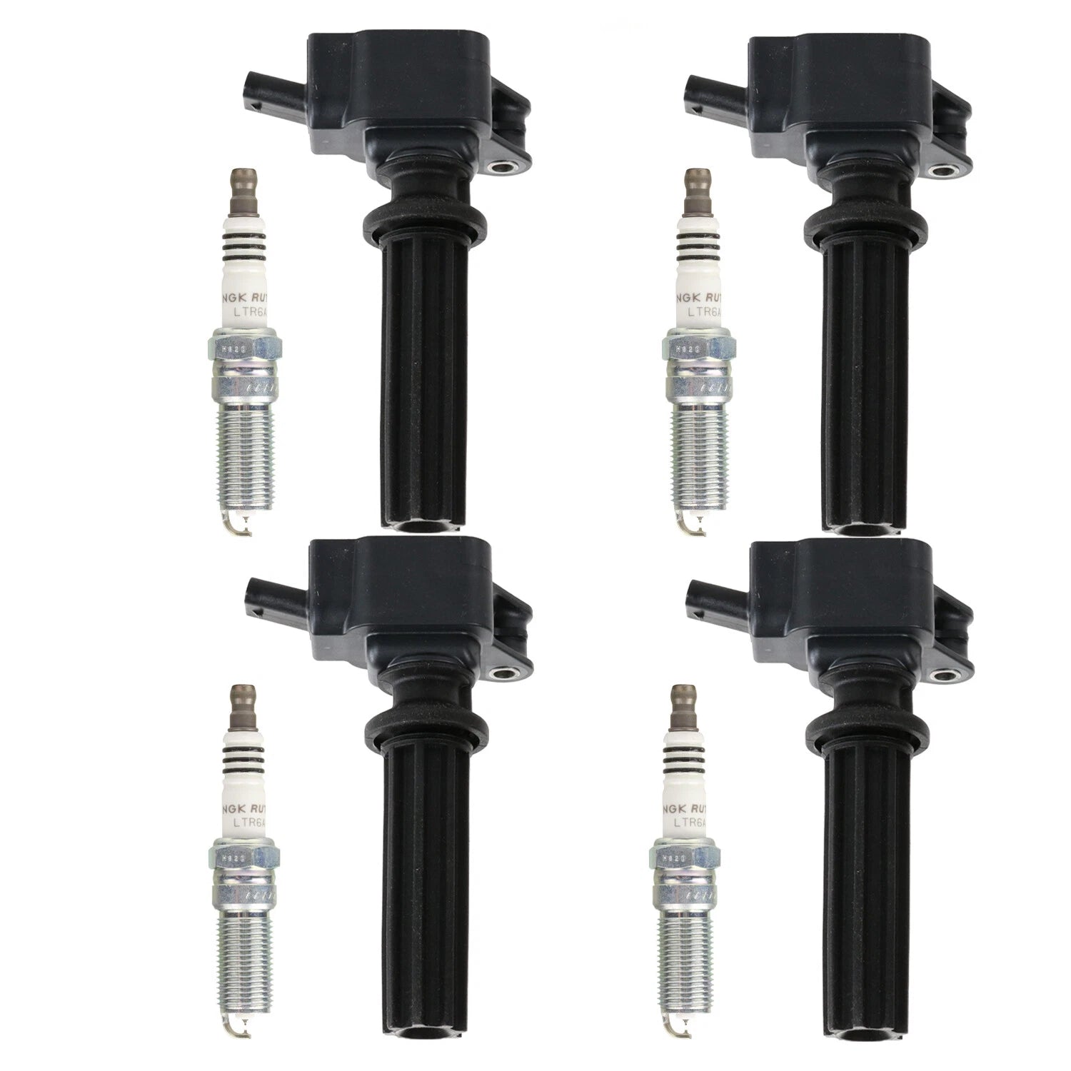 Set of 4 Ignition Coils & Spark Plugs for Ford Focus 2.0 L4 (2000–2011)