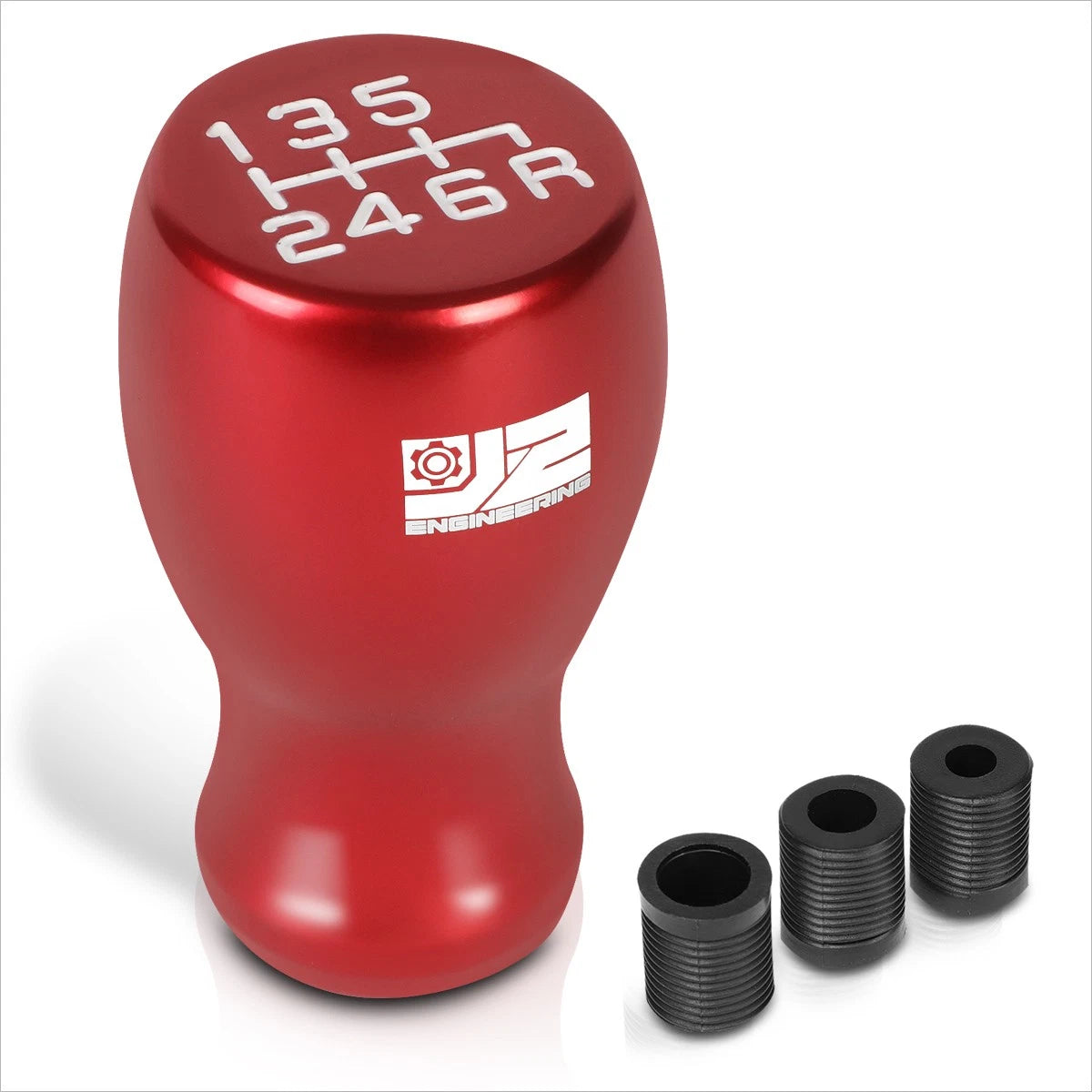 J2 Flat Top Teardrop Aluminum Shift Knob for Universal Vehicles (6-Speed)