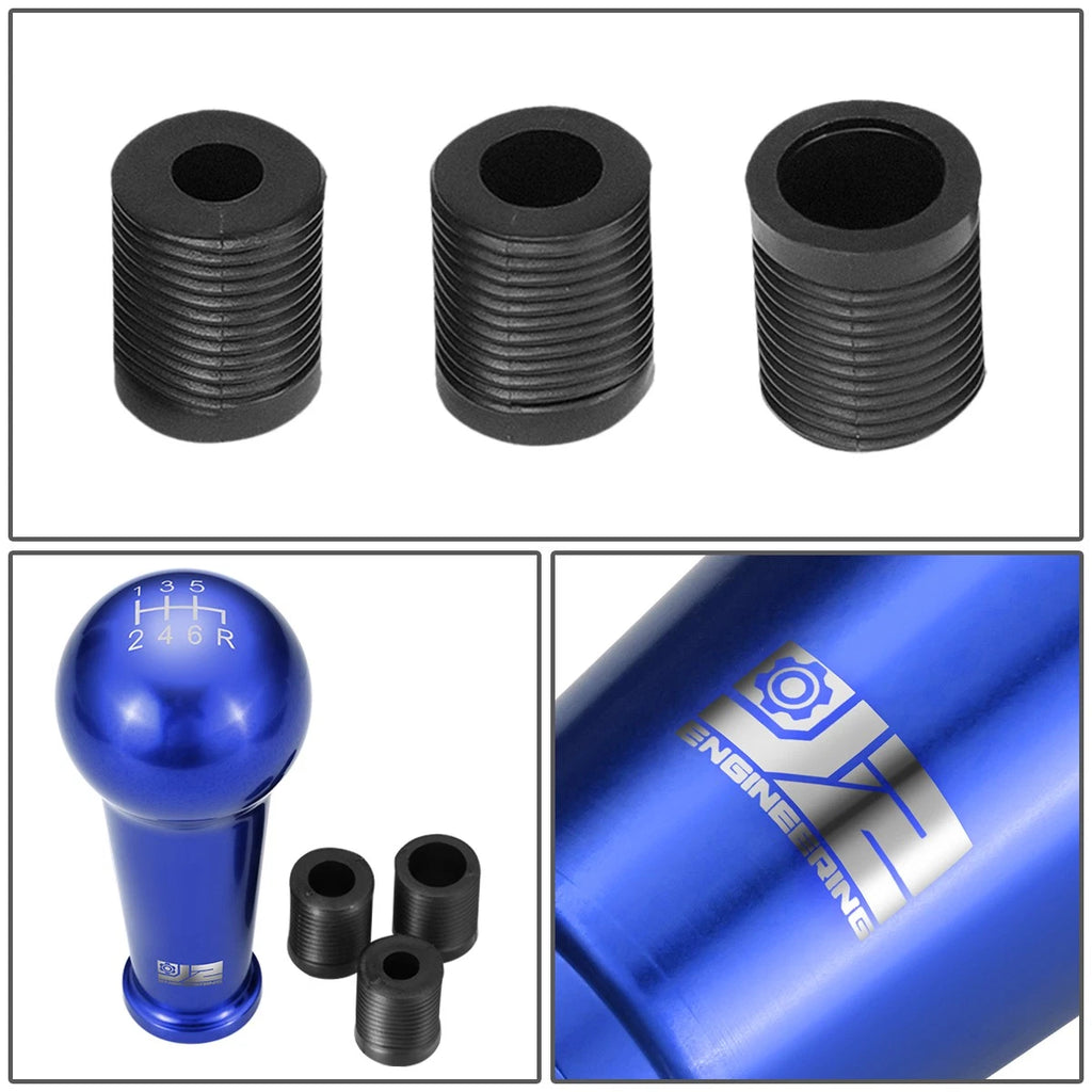 46mm 6-Speed Aluminum Blue Shift Knob w/ Adapters M8 M10 M12 for Universal