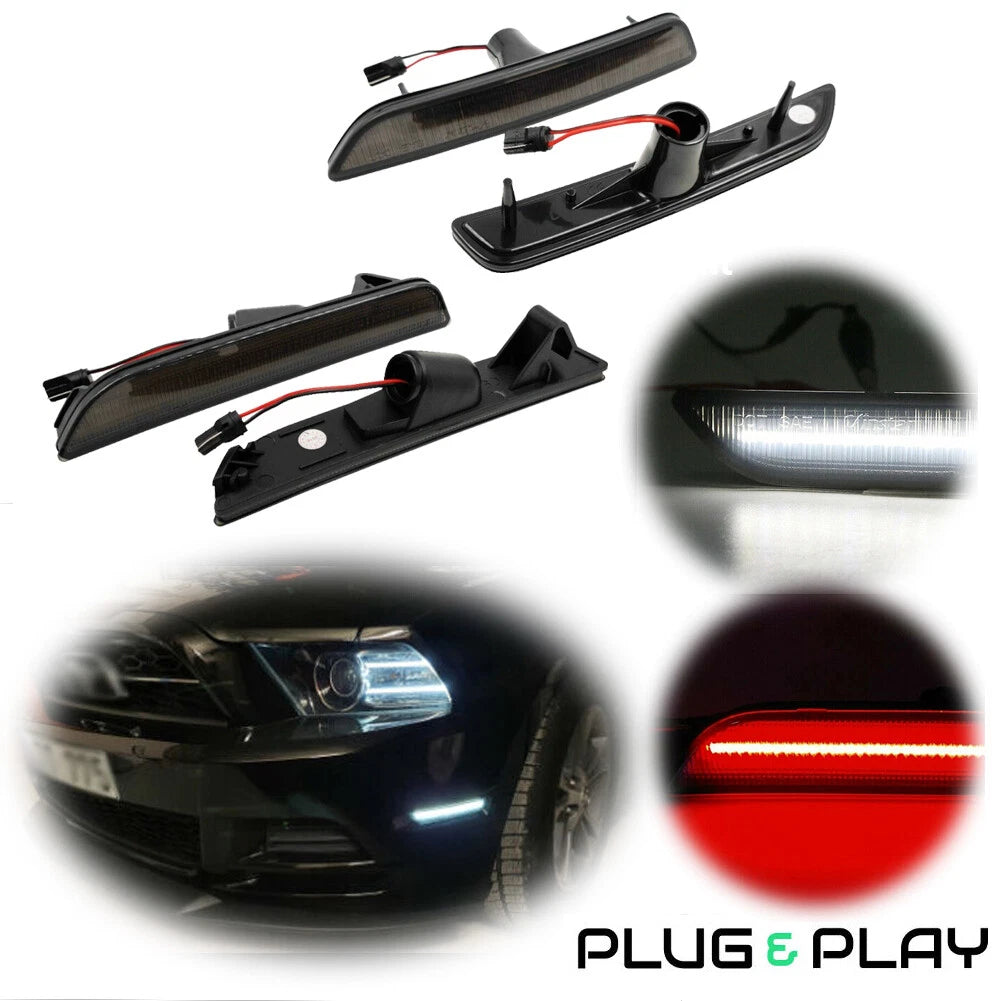 Set of 2 Smoked Lens LED Marker Lights for Ford Mustang (2010–2014)