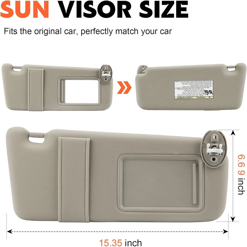Pair Beige Sun Visors with Vanity Mirror for Toyota Venza (2009–2016)