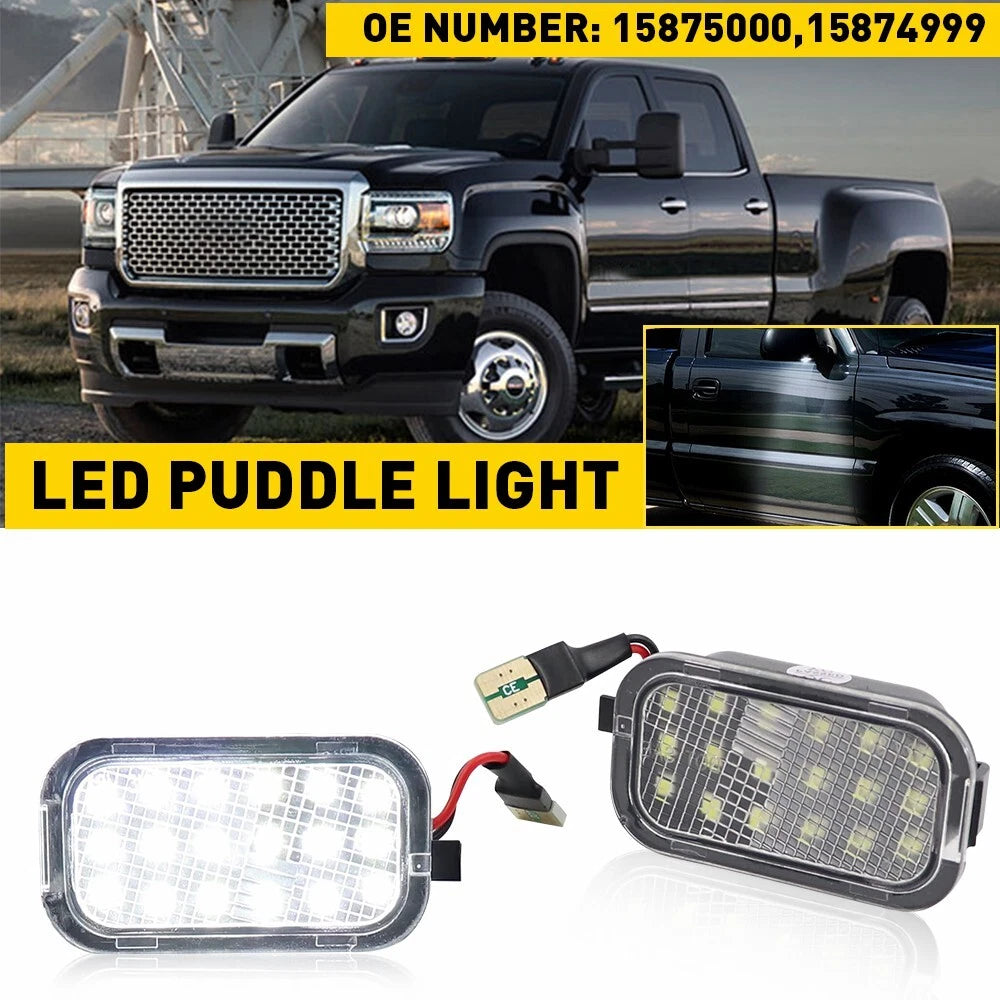 LED Side Mirror Puddle Lights for Cadillac Escalade, Chevy Silverado (2007–2014)